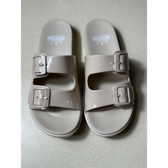 LUOFU Shoes - LUOFU Women's Double Buckle Strap Slide Sandals Nude Color, Size 7.5 (38) NWOT